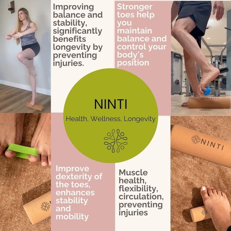 NINTI Balance Board - Premium Cork Balancing Board & Foot Strengthener for Enhanced Foot Function | Unique Design for Balance Stability & Foot Strength | Improve Mobility & Prevent Falls | Balance Trainer - Image 3